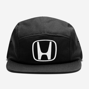 NEW Honda H Logo 5 Panel Camper Strapback Hat BLACK